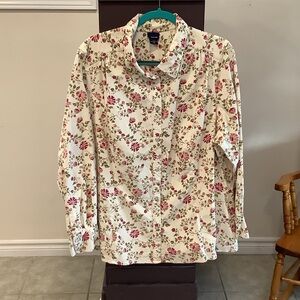 VTG 90s Floral Corduroy Shacket Pearl Buttons Plus Size 2X K-Mart Basic Editions